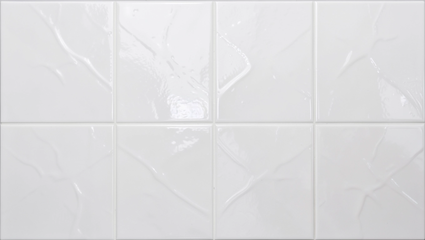 Białe płytki strukturalne z połyskiem