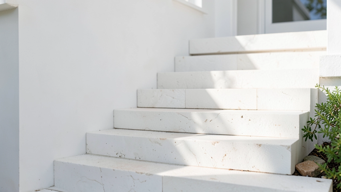 Biale schody z kamienia