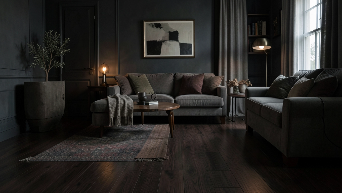 Ciemne panele podłogowe aranżacje