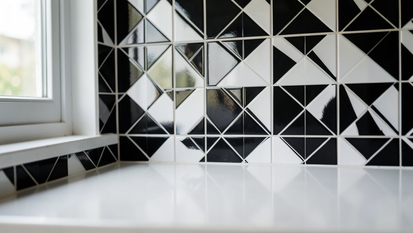 czarnobiałe płytki w kuchni