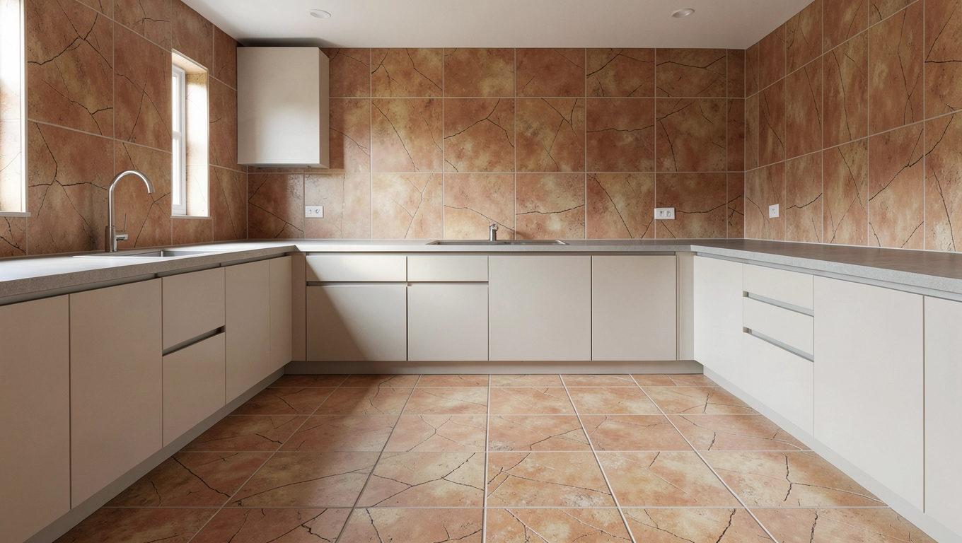 Duże formaty imitacji terakoty kuchnia