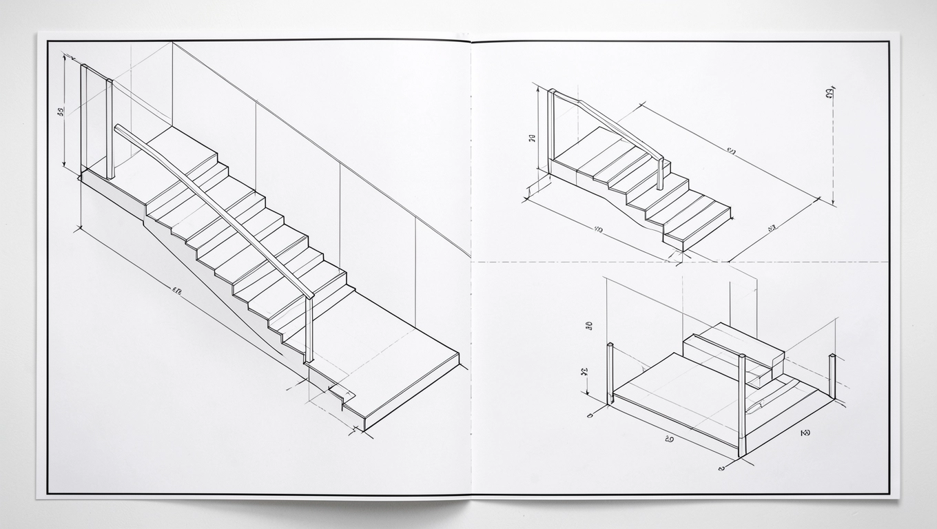 Jak rozrysować schody ze spocznikiem