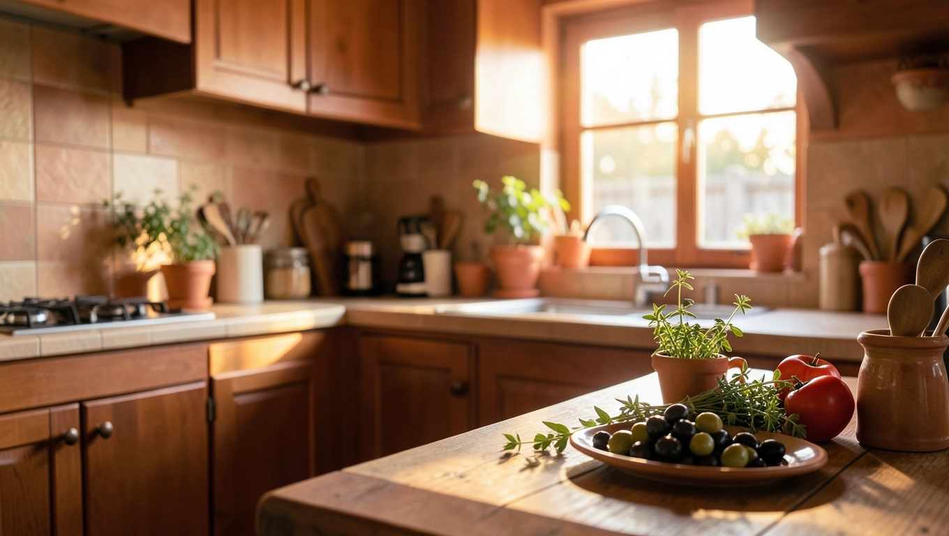 Kolory terakoty ocieplające kuchnię