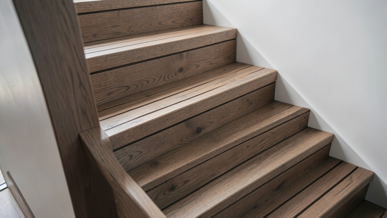 Lamele drewniane na klatce schodowej