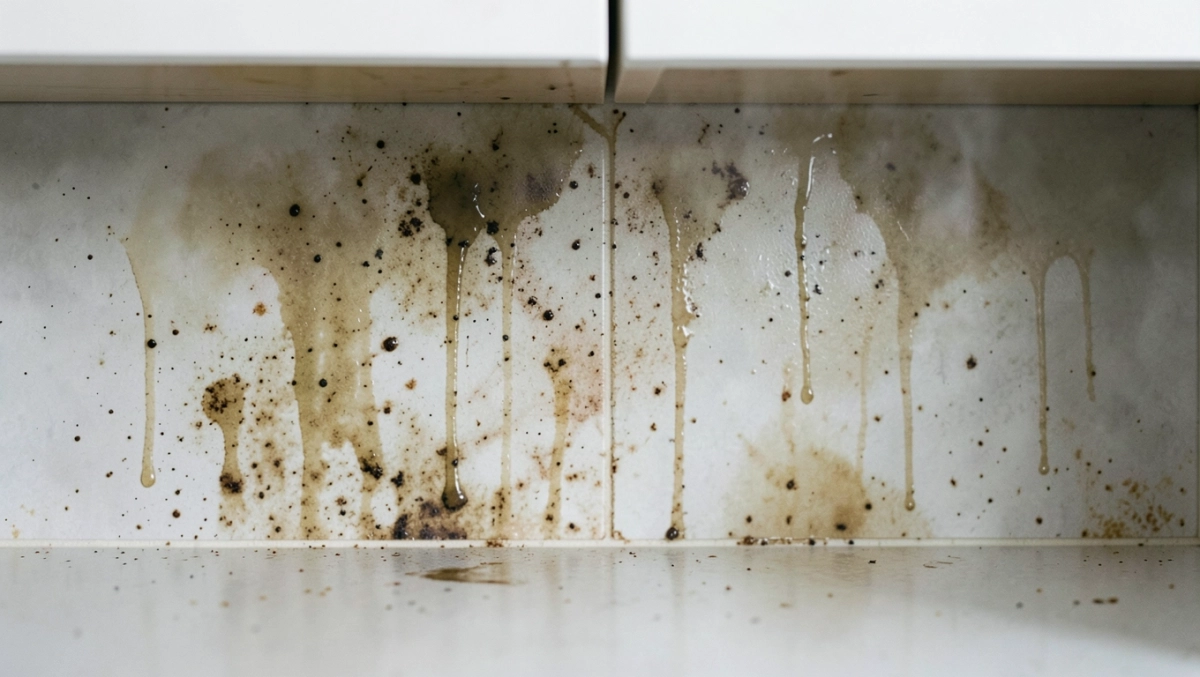 laminat między szafkami w kuchni