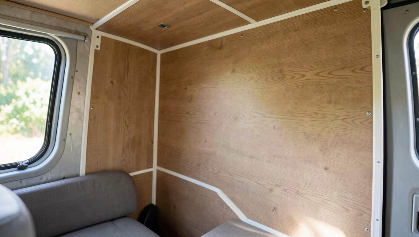 Laminat na ściany kampera