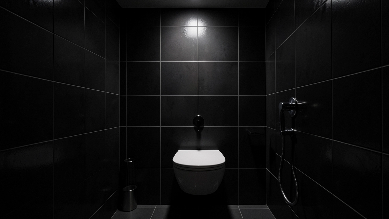 Mała łazienka ciemne płytki