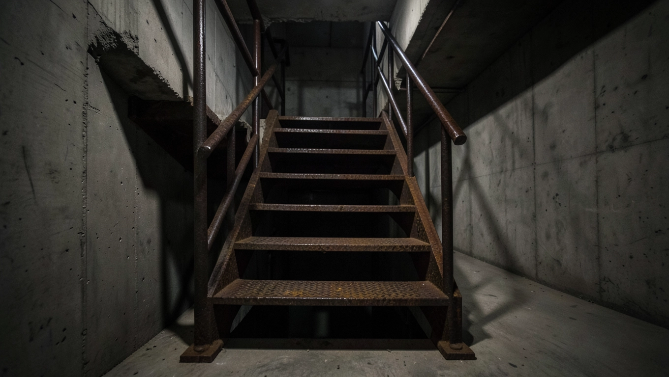 Metalowe schody do piwnicy