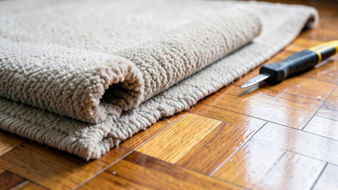 Montaż wykładziny dywanowej na parkiecie