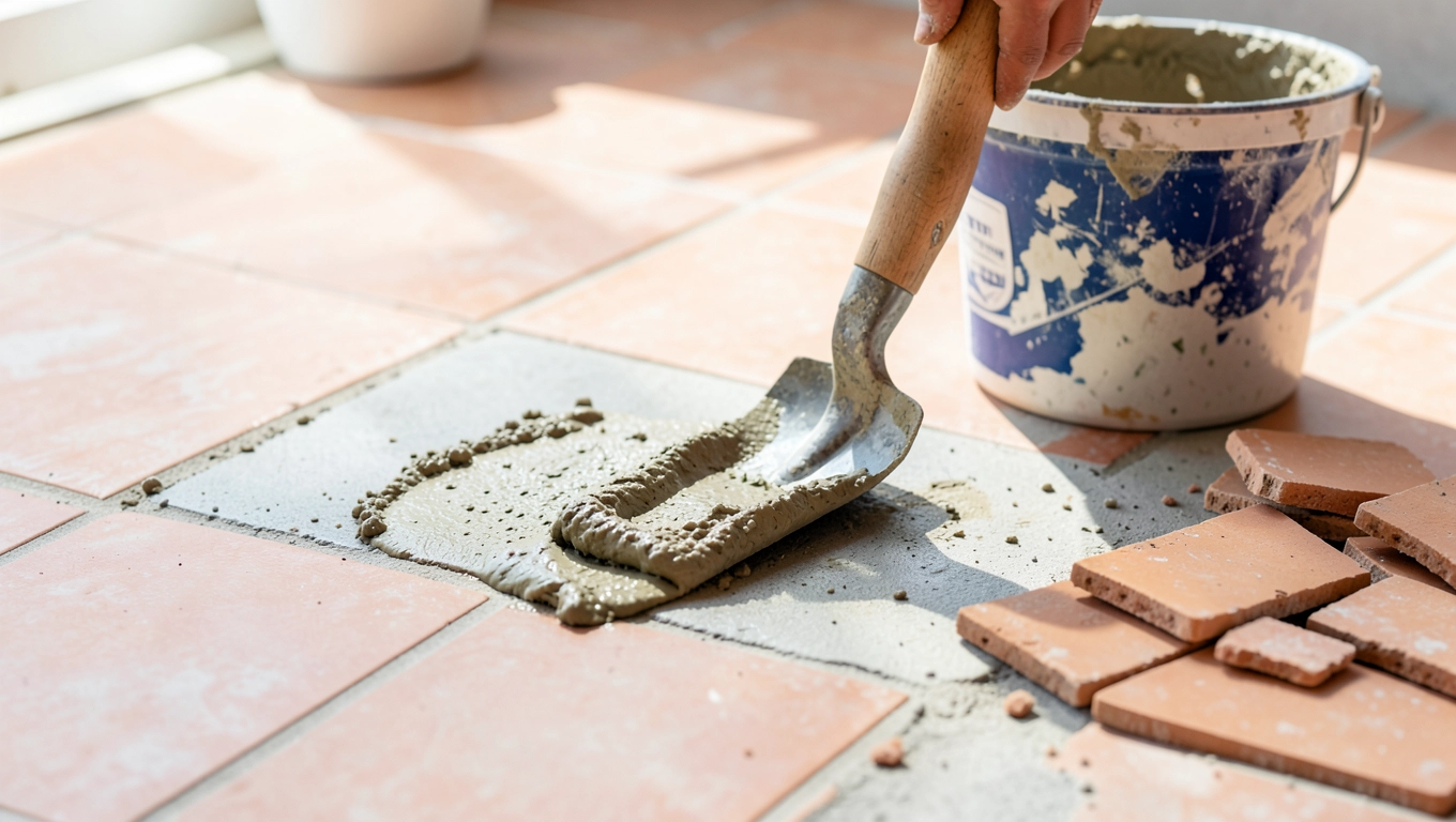 Nakładanie Zaprawy Klejowej pod Płytki Terakotowe