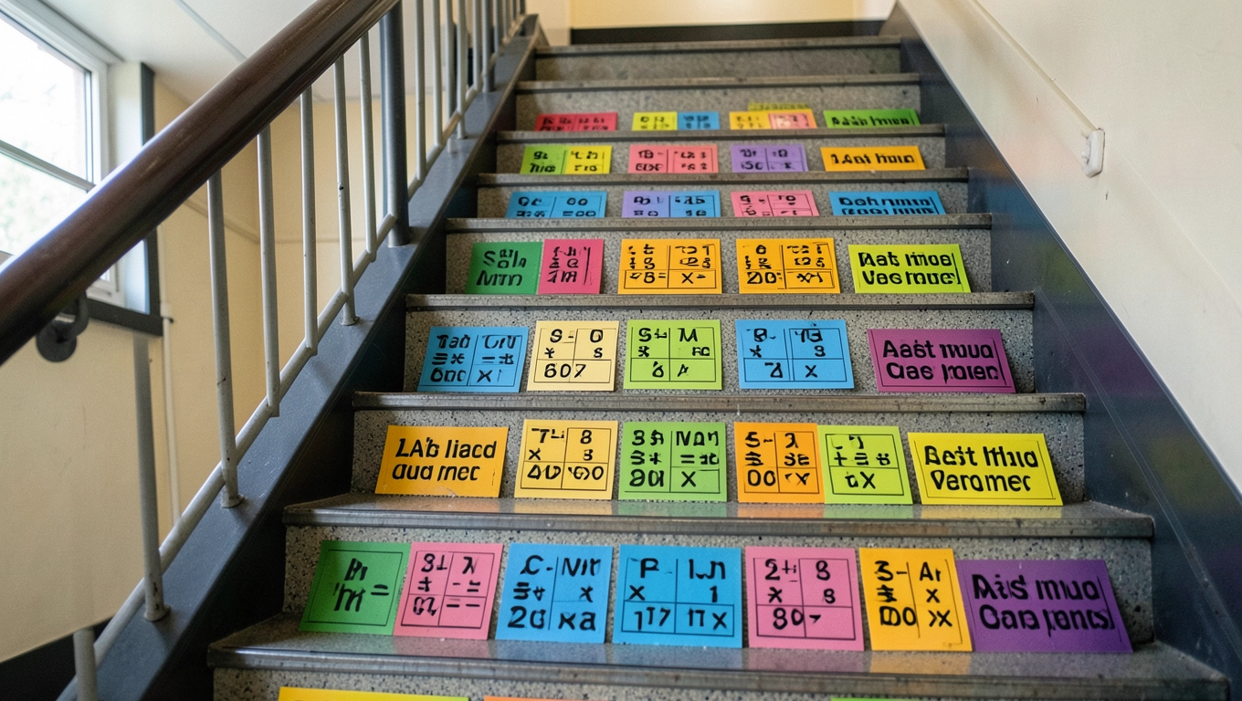 Naklejki na schody do szkoły Tabliczka mnożenia