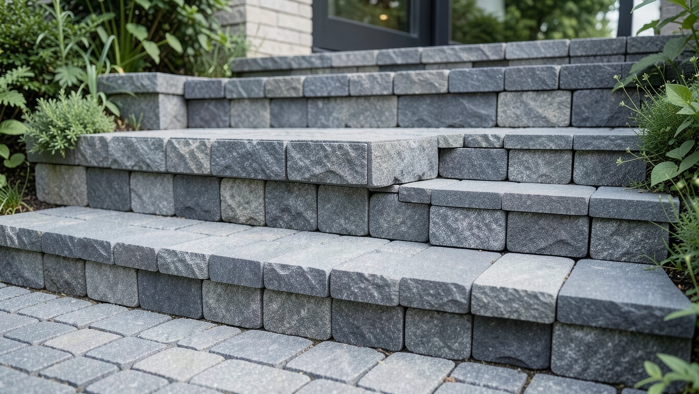 Nowoczesne schody z kostki brukowej