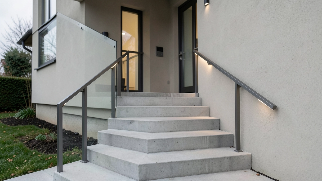 Nowoczesne schody zewnętrzne do domu