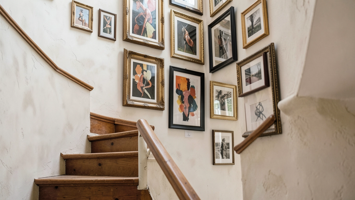 Obrazki na ścianę przy schodach