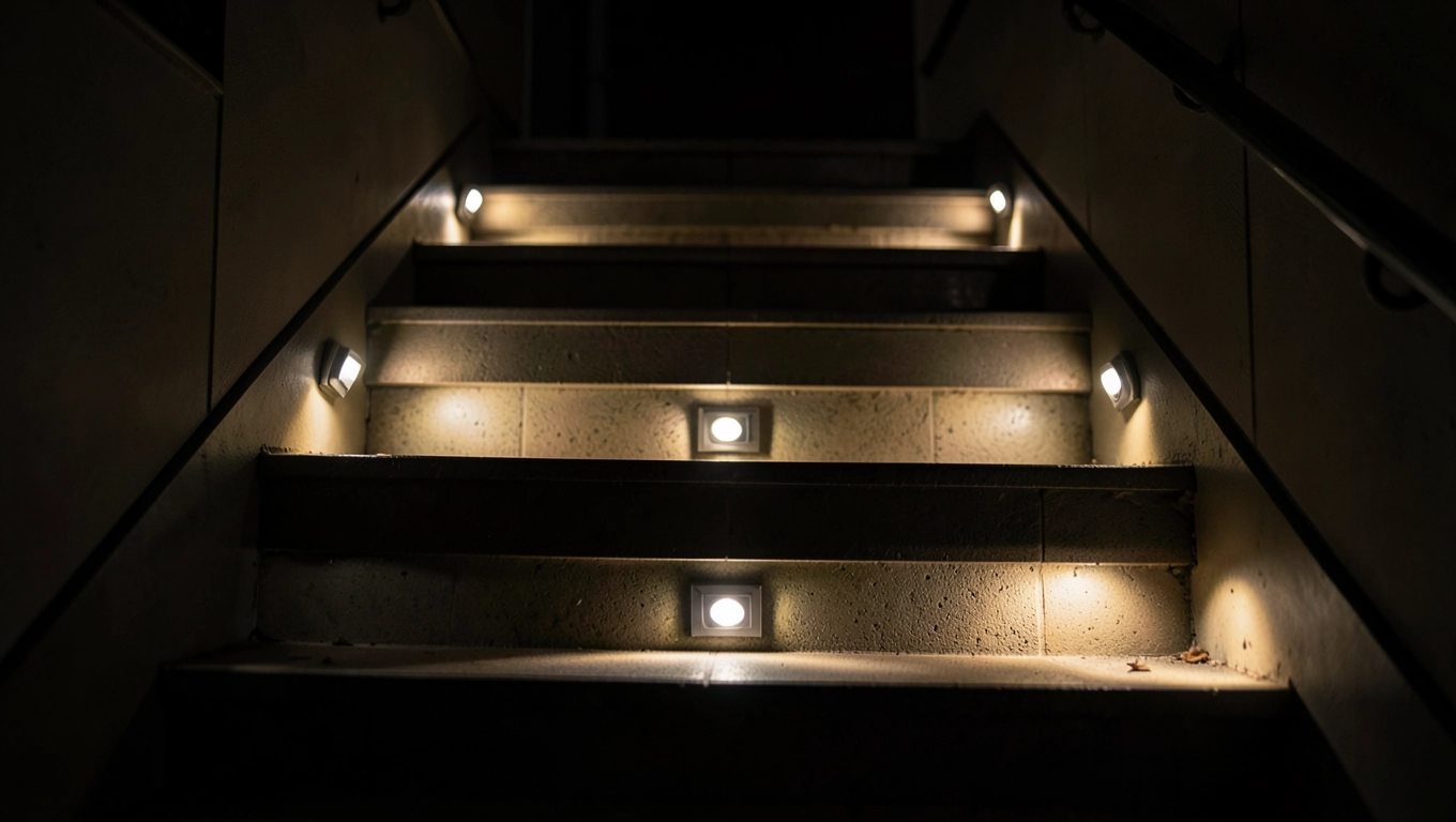 Oświetlenie schodów zewnętrznych z czujnikiem ruchu