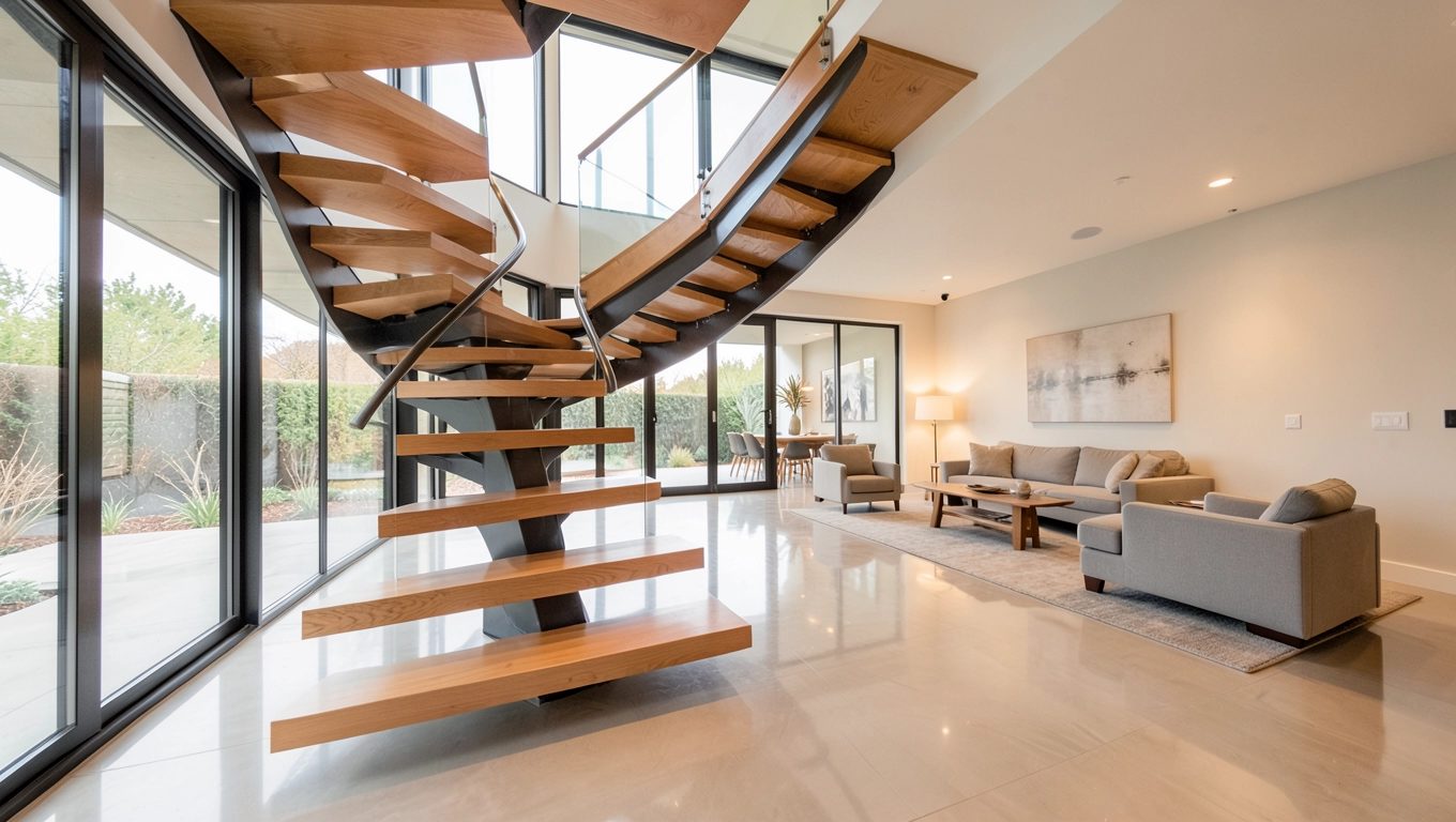 Otwarte schody w salonie