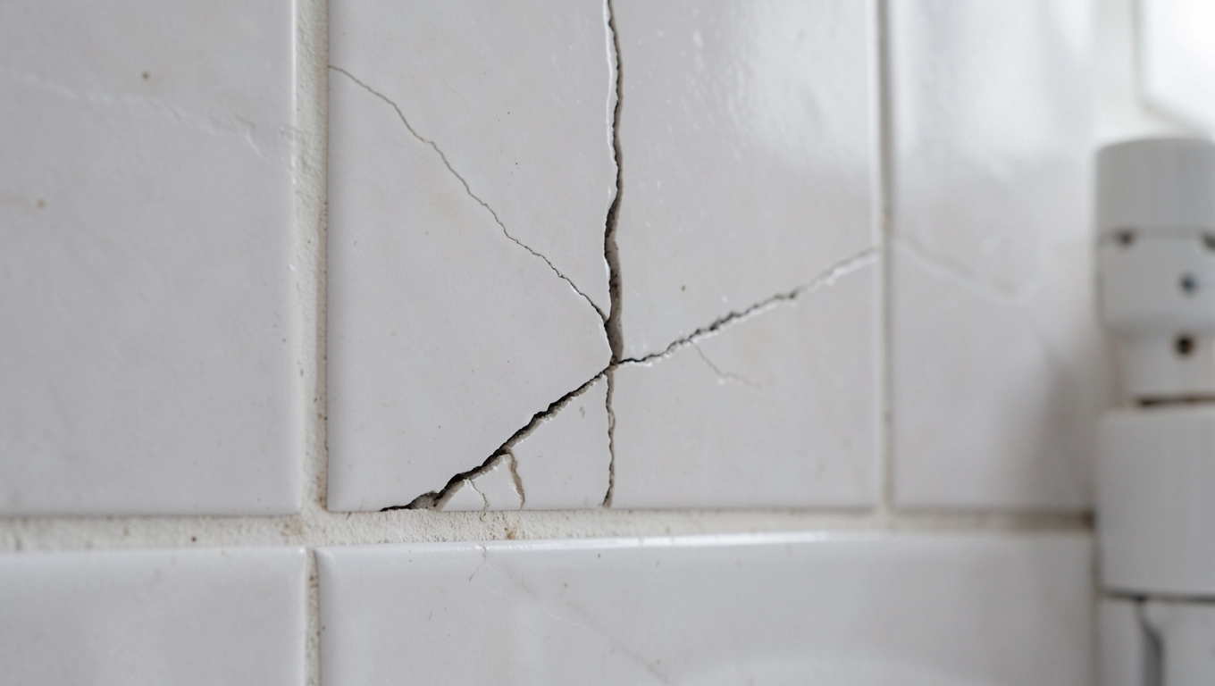 Pękniętą płytka w łazience