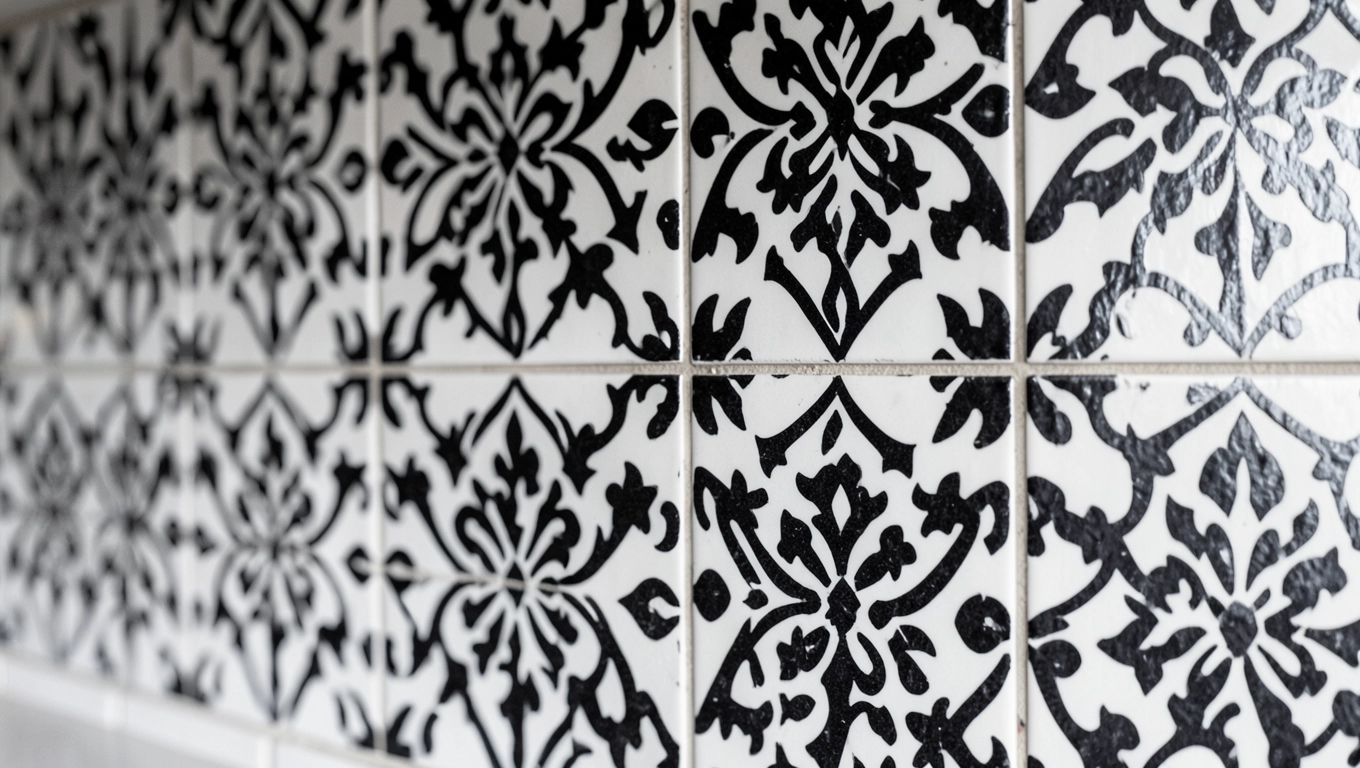 płytki czarnobiałe do kuchni na ścianę