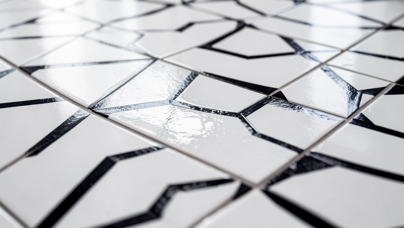 Płytki podłogowe białe z czarnym