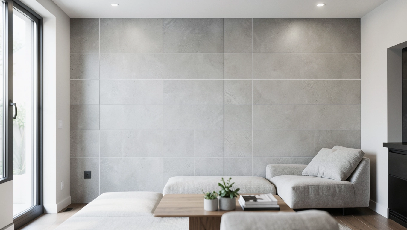 Płytki w salonie na ścianie