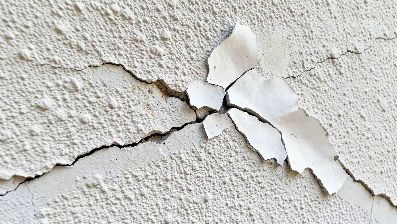 Popękany klej na elewacji