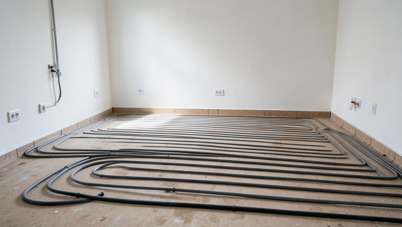 Salon 30 m2 ile pętli podłogówki