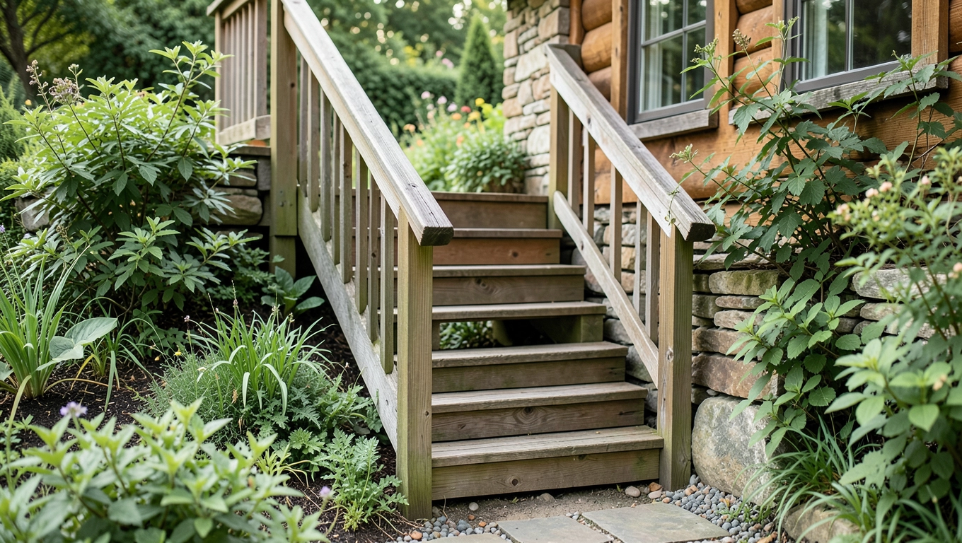 Schody do domku letniskowego zewnętrzne