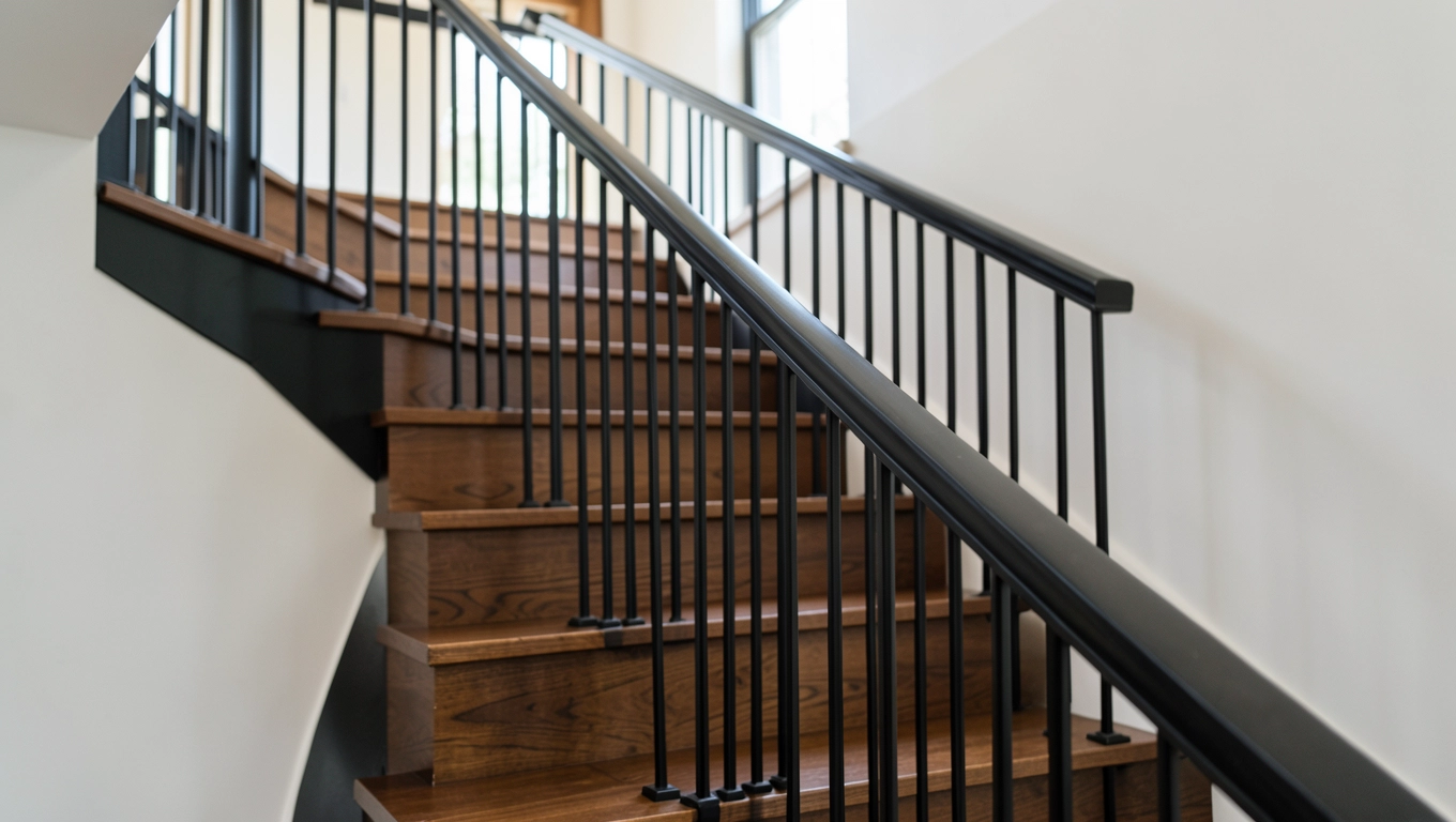 Schody drewniane z czarnym