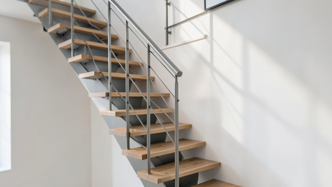 Schody półkowe z balustrada