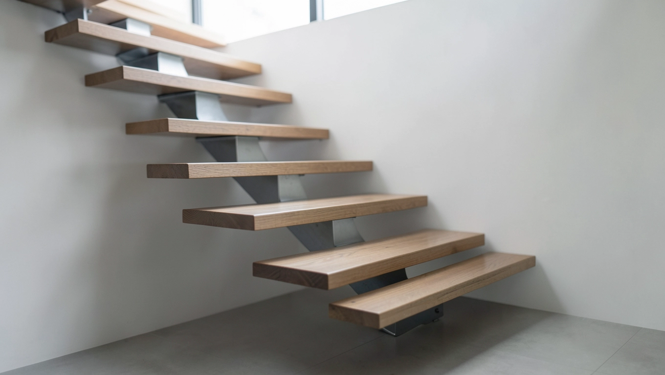 Schody samonośne z podstopniami