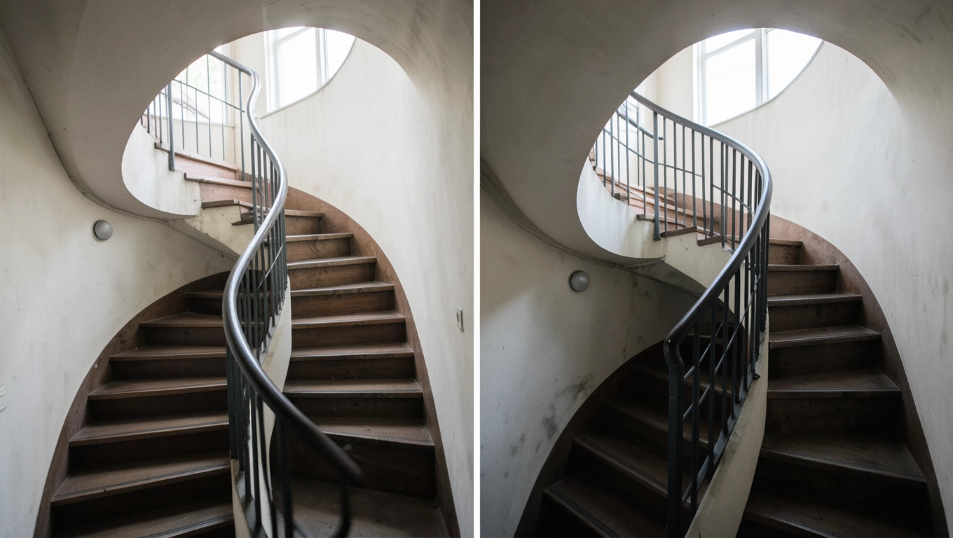 Schody wachlarzowe a kręcone