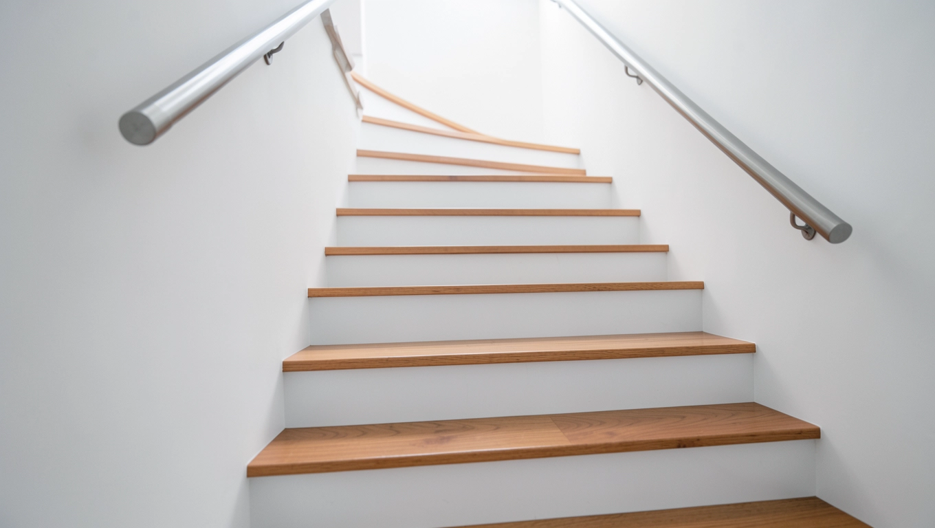 Schody z białymi podstopniami