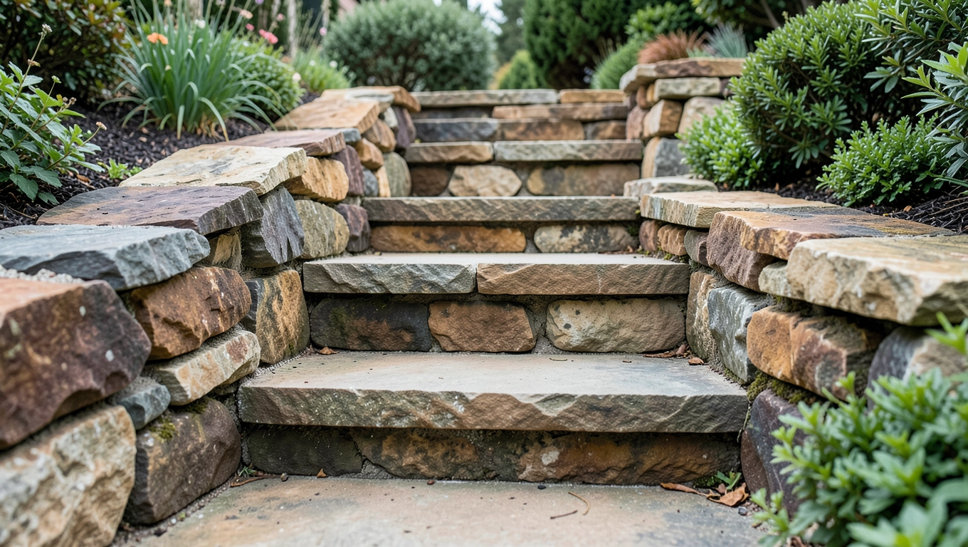 Schody z kamienia polnego