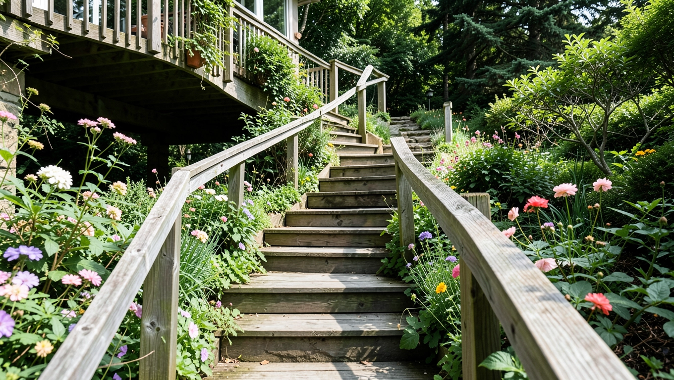 Schody z tarasu do ogrodu