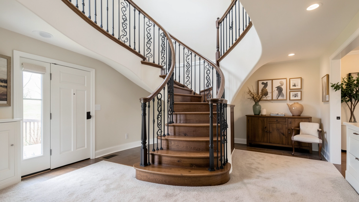 Schody zabiegowe w salonie