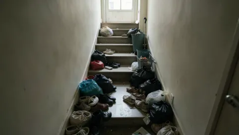 Bałagan na klatce schodowej