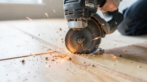 Cięcie paneli podłogowych szlifierka kątowa