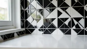 czarnobiałe płytki w kuchni