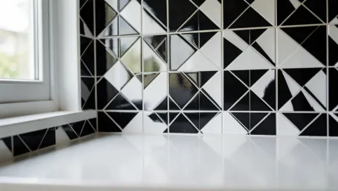 czarnobiałe płytki w kuchni