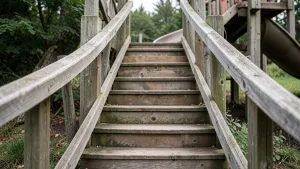 drewniane schody do zjeżdżalni