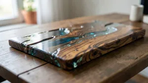 Drewno na stół z żywicą