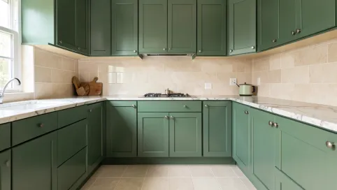 Jakie płytki do zielonych mebli kuchennych