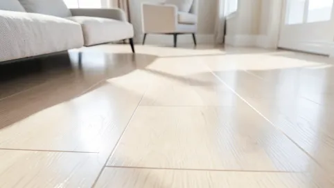 Jasne panele podłogowe w salonie