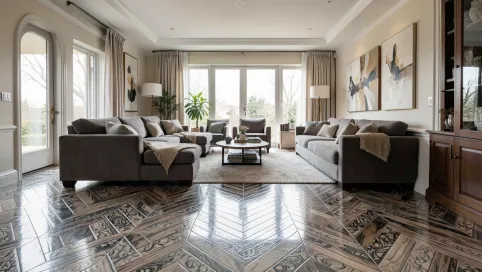 Jodełka w salonie płytki