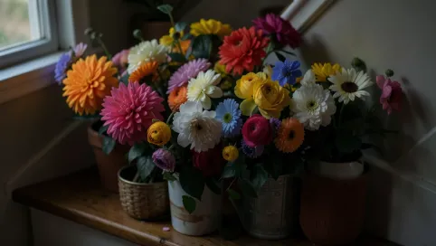 Kwiaty pod schodami w domu