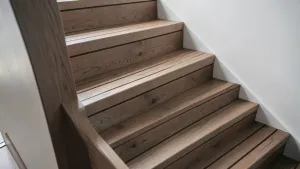 Lamele drewniane na klatce schodowej