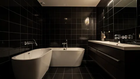 Łazienka Z Ciemnymi Płytkami