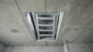 Montaż schodów strychowych w stropie betonowym