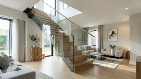 Nowoczesne schody w salonie