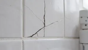 Pękniętą płytka w łazience